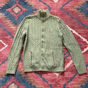Polo by Ralph Lauren Sage Green Cable Knit Cardigan